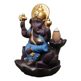 Incensário Ganesha Indiano Azul Cascata +10 Incensos
