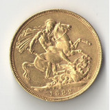 Inglaterra 1 Libra 1892 Rainha Victoria Ouro 7.98 Gr Au 916 