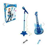Instrumento Musical Guitarra Com Microfone Azul