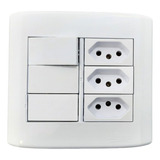 Interruptor 1 Tecla Simples E 3 Tomadas 10/20a Com Placa 4x4 Cor Branco