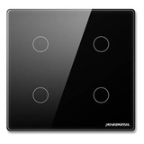 Interruptor 4x4 De 4 Botões Wifi E Rf433 Tuya Smart Life Cor Preto 110v/220v