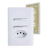 Interruptor Duplo E Tomada 10a Cromo Branco Novara (5 Peças)