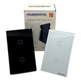 Interruptor Touch Wifi Rf 2 Botão Tuya Nova Digital Smart Cor Preto 110v/220v