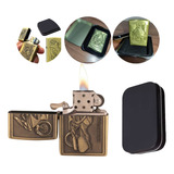 Isqueiro Metal Vintage De Bolso C/caixa Metal Presente Full