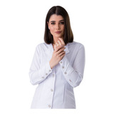 Jaleco Acinturado Feminino Botão No Punho Gabardine Detalhes