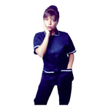 Jaleco E Calça Conjunto Copeira Com Detalhe Feminino Limpeza
