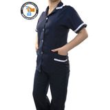Jaleco E Calça Conjunto Copeira Com Renda Feminino Limpeza