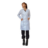 Jaleco Feminino Branco Acinturado Gabardine Com Detalhe