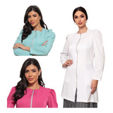 Jaleco Feminino Gabardine Com Elastano Zíper Diana Full