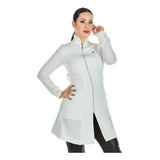 Jaleco Feminino Gola Padre Manga Longa Two Way Branco