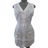 Jaleco Feminino Regata Bordado Acinturado Oxford 
