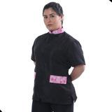 Jaleco Groomer Feminino Preto Anti Pelos Uniforme Tosador