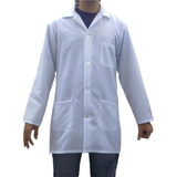 Jaleco Longo 3/4 Manga Longa De Oxford Branco Avental