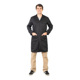 Jaleco Masculino Gabardine Botão Manga Longa Dentista Preto