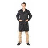 Jaleco Masculino Gabardine Botão Manga Longa Médico Preto