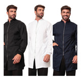 Jaleco Masculino Gola Padre Zíper Veneto Várias Cores Full