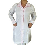 Jaleco Renda Bordado Branco E Rosa Pronta Entrega (rosinha)