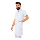Jaleco Slim Masculino Médico Zíper Manga Curta Branco