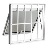 Janela Banheiro Maxi Ar 60x60 Alumínio Branco Com Grade