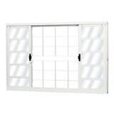 Janela De Aço De Correr 100x100cm 4 Folhas Com Grade Wt