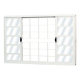 Janela De Aço De Correr 100x100cm 4 Folhas Com Grade Wt
