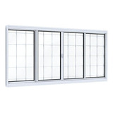 Janela De Aço De Correr 100x200cm 4 Folhas Com Grade