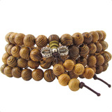 Japamala Madeira Sândalo Natural Meditação 108 Contas 8 Mm