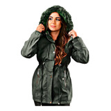 Jaqueta Casaco Sobretudo Parka De Sarja Feminino Forrado