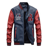 Jaqueta Casual Uniforme Beisebol Hip Hop Couro Masculino A .