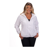 Jaqueta Corta Vento Branco Liso Sem Estampa Blusa Feminina