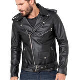 Jaqueta De Couro Legítimo Masculina Exterminador Motoqueiro