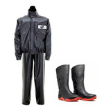 Jaqueta E Calça Capa De Chuva Alba Europa + Bota Motosafe