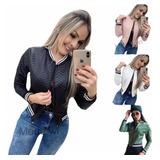 Jaqueta Feminina Matelasê Punho Listrado Outono/inverno K035