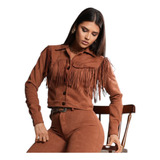 Jaqueta Feminina Moda Country Em Suede Inverno Preço Baixo
