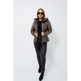 Jaqueta Feminina Puffer Forrada Capuz Zíper