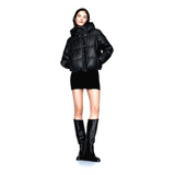 Jaqueta Feminina Puffer Forrada Gola Alta E Capuz