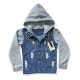Jaqueta Jeans Capuz De Moletom Infantil Menino