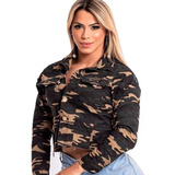 Jaqueta Jeans Feminina Forrada Curta Pelinhos Inverno Moda
