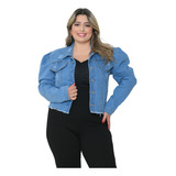 Jaqueta Jeans Plus Size C/ Elastano Manga Princesa Clara