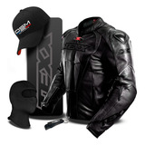 Jaqueta Moto Motociclista Texx Sniper Black Couro + Brindes