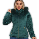 Jaqueta Parka Casaco Forrada De Pelucia Plus Size De Sarja