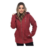 Jaqueta Parka Casaco Sobretudo Sarja Feminino Capuz Forrada 