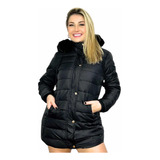 Jaqueta Puffer Alongada Acolchoada Parka Forrado Sobretudo 