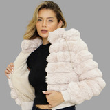 Jaqueta Puffer Feminina Fechamento Em Zíper Com Capuz Casual