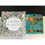 Jardim Secreto Livro De Colorir +lápis De Cor 24 Cores Multi