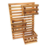 Jardim Vertical 60 X 50 Painel Madeira 3 Cachepots 16x18