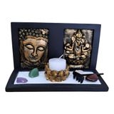 Jardim Zen Japones Buda E Ganesha Com Flor De Lotus Castiçal