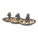 Jardim Zen Japonês Trio De Budas Incensário Yoga Decoração