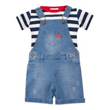 Jardineira E Camiseta Jeans Infantil Menino 23329 23330