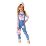 Jardineira Infantil Feminina Macacão Calça Jeans Premium